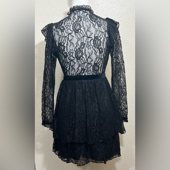 EUC Zara Lace Tier Dress with Jewel Buttons size S Black - Picture 3 of 10